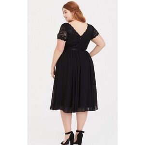 TORRID Black romantic Sequin & Lace Chiffon Midi Dress Goth